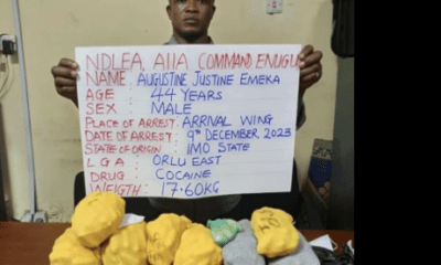 Businessman arrested with cocaine after landing at Enugu airport