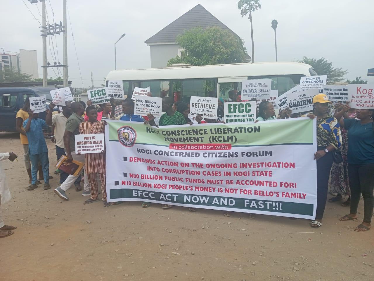 Alleged N80bn fraud: Protesters demand action on ex-gov Bello’s case at EFCC