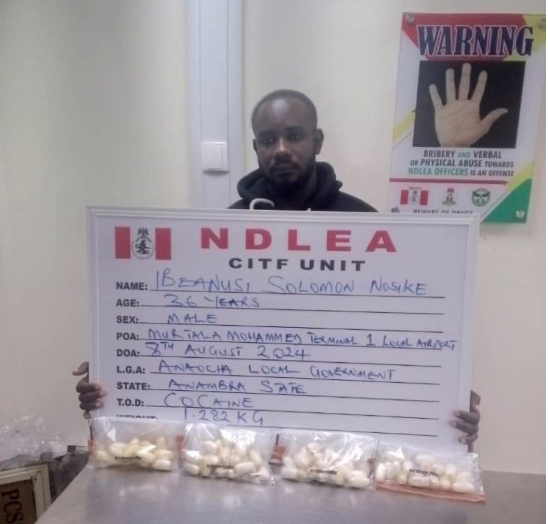 Vietnam-bound businessman excretes 68 wraps of cocaine at Lagos airport